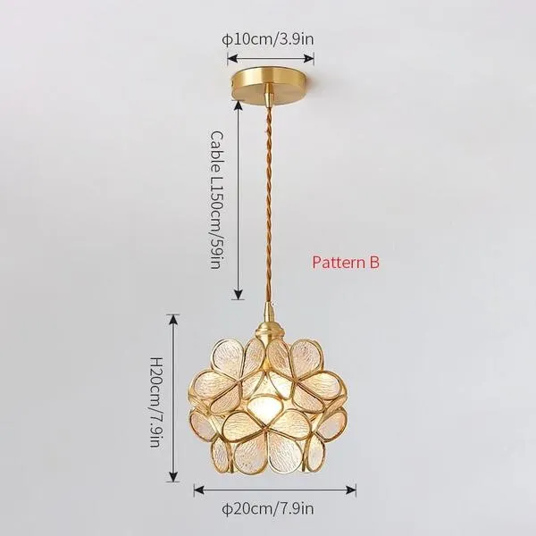 Romantische handgeblazen glazen bloemblad hanglamp HL47