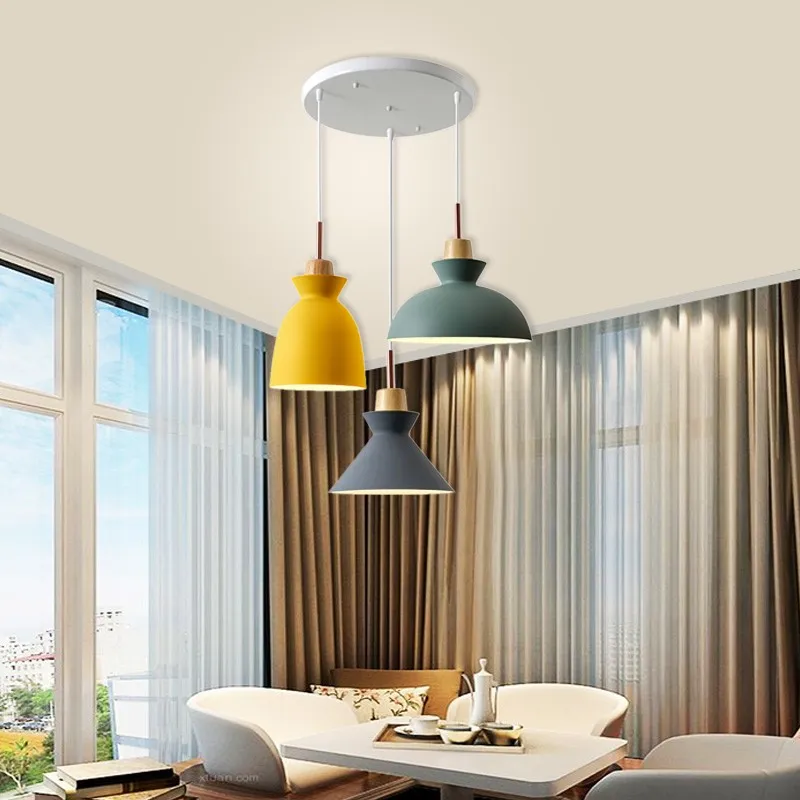 Scandinavische MULTI Metaal Hout Macaroon Hanglamp voor Keuken HL88