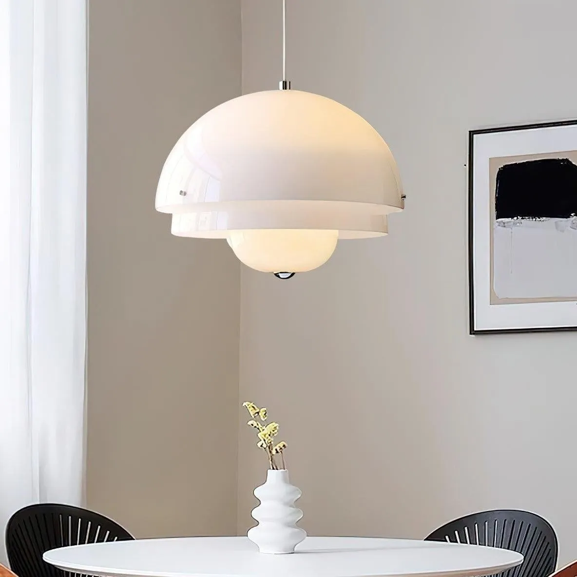 Moderne Melk Witte Multilagen Sferische Hanglamp HL309